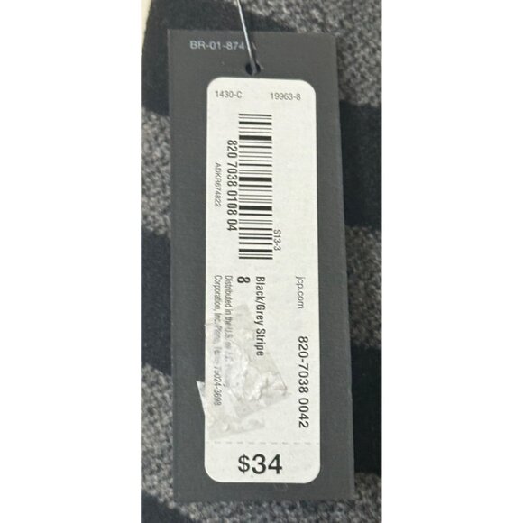 Worthington Mini Skater Skirt Wool Blend Black/Gray Stripes Women's Size 8 - Picture 16 of 16